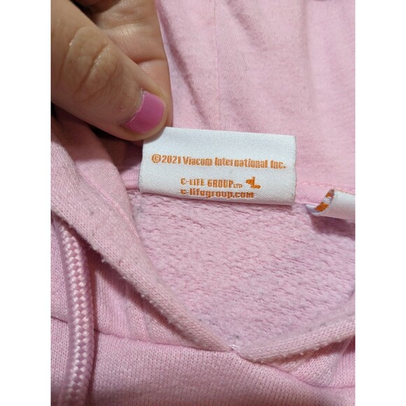 Nickelodeon 90's Cartoon Hoodie Sweatshirt Women's Medium Pink Kangaroo Pocket - Picture 8 of 13
